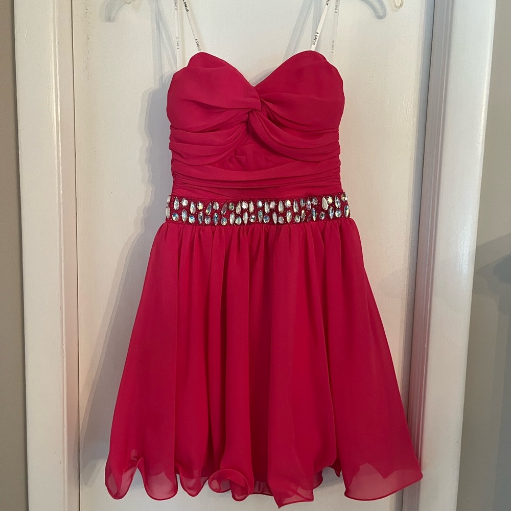 B. Darlin Pink Juniors Dress with Beaded Waist